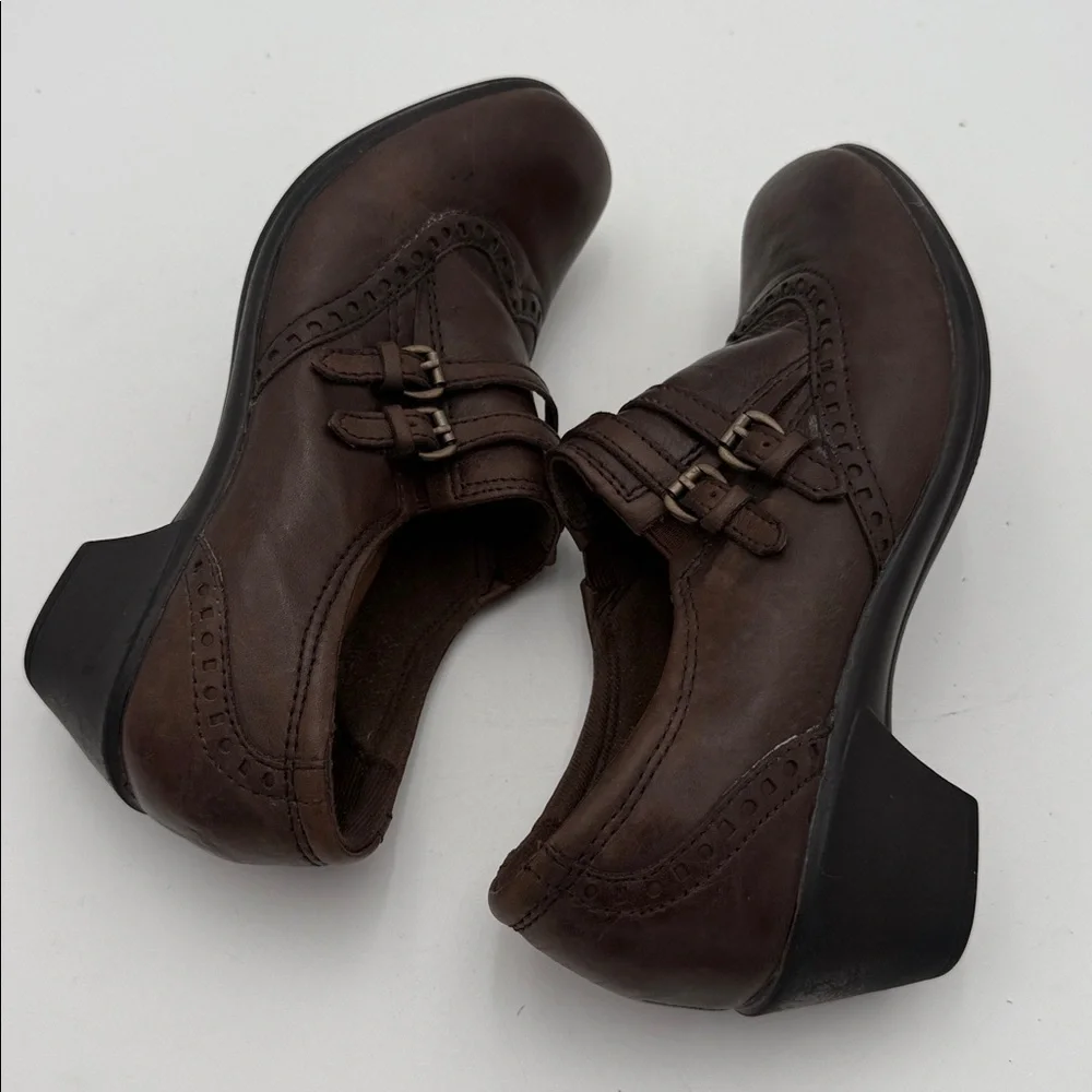 Earth Origins Brown Leather Loafers bootie women 7M casual office comfort Y2K